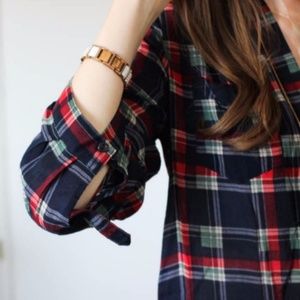 Market & Spruce Colibri Plaid Button Down Henley